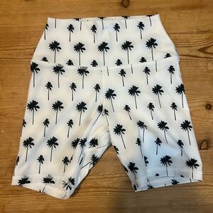 Spiritual Gangster Black and White Palm Print Yoga Shorts Size XS